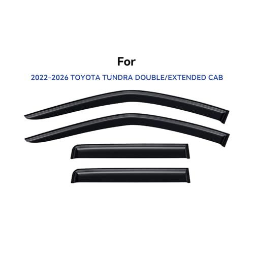 Image of Window Visors Rain Guards for 2022-2026 Toyota Tundra Double Cab, Out-Channel Window Vent Wind Deflectors Visors Shades for 22 23 24 25 26 Tundra Extended Cab