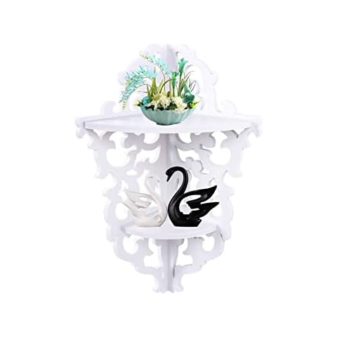 Zerone 2-Tier White Corner Shelf Cover
