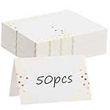 50 Stück Tischkarten für den Tisch, 11,4 x 8,9 cm, Goldfolie, gepunktet, Hochzeits-Tischkarten, exquisite Tischkarten und leere Namenskarte, für Essensbuffet, Hochzeit, Bankette, Veranstaltungen, Menü