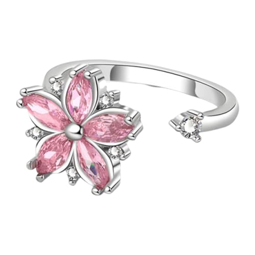 Anillo De Inquietud - Elegante Anillo De Flores Delicadas | Riing Floral Ajustable | RNG Giratorio para Mujeres | Piece De Joyería Elegante Y Juguetes Calmantes Ansiedad