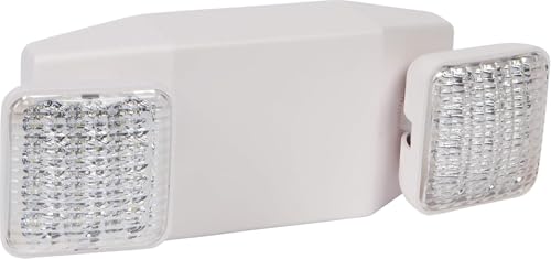 Image of Morris Products Square Head Micro LED Emergency Light - White, High Output - 76 Lumens - Energy Saving Emergency Lighting Unit - Compact Design - Thermoplastic Housing, Mounting Plate, (73424)