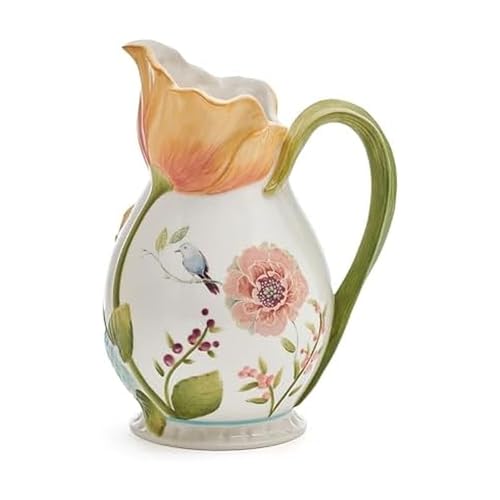 Fitz and Floyd Meadow Floral Pitcher Vase 2.5 Quart