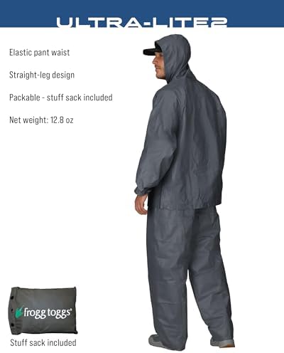 FROGG TOGGS Men's Ultra-Lite2 Waterproof Breathable Rain Suit, Carbon, Small