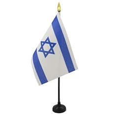 AZ FLAG - Tischflagge Israel - 15x10 cm Goldene Splitze - Israelische Tischfahne 10 x 15 Cm - Flaggen