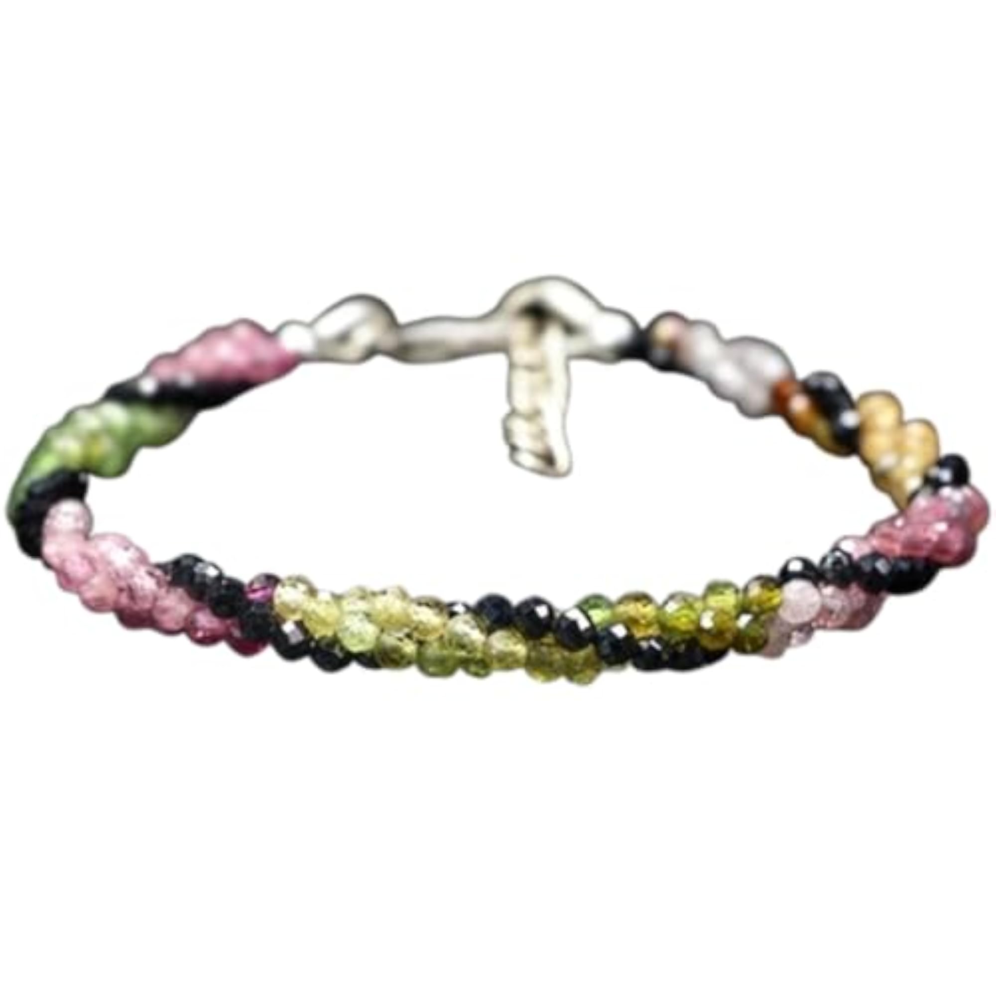 Multi Tourmaline Round Beaded Bracelet, Adjustable