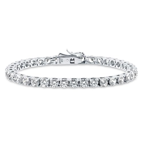BERRICLE Sterling Silver Round Cut Cubic Zirconia CZ Statement Tennis Bracelet for Women, Rhodium Plated