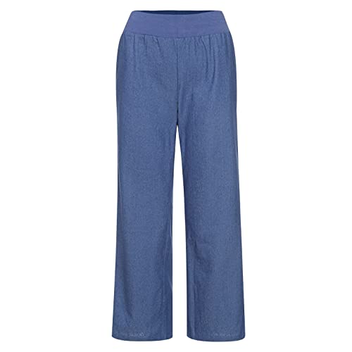 Denim Look Pull On Pants for Women Casual Elastic High Waisted Wide Pants Fake Jean Lounge Yoga Pant Trousers4