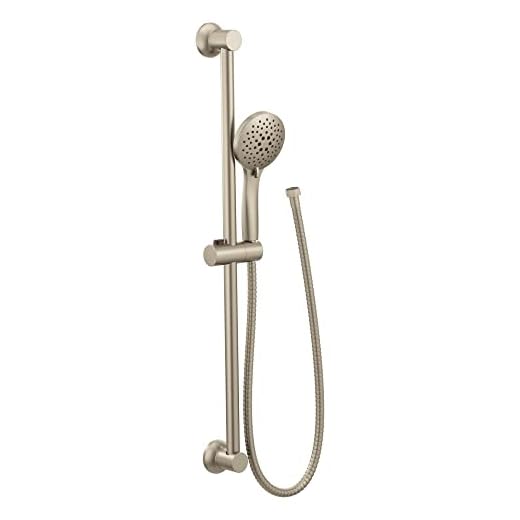 Moen Eco-Performance Brushed Nickel Handheld Shower with Adjustable 30-Inch Slide Bar and 69-Inch Hose, 5-Function Hand Shower offers Personalized Spray Options, 3558EPBN
