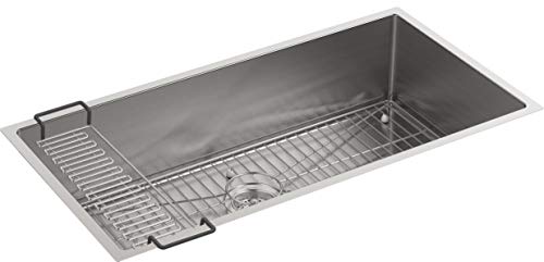 KOHLER K-5283-NA Strive 35-Inch x 18-5/16-Inch Undermount Extra-Large SingleBowl Kitchen Sink with Basin Rack, Stainless Steel - Thumbnail 6