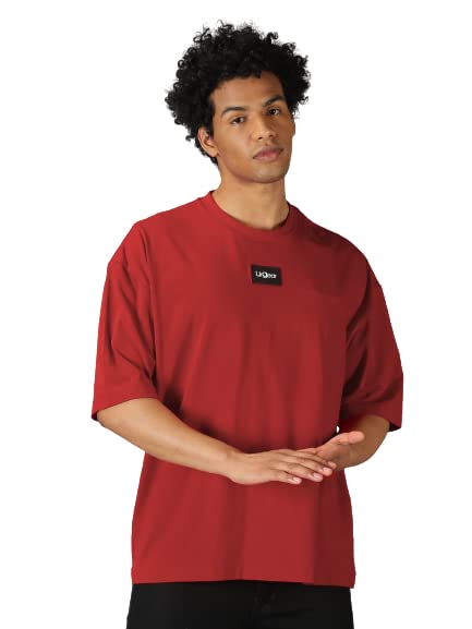 Image of URGEAR Men's Cotton Printed Drop Shoulder - Hip Hop - Down Shoulder- Baggy Loose fit- Stylish Oversized t Shirts for Men