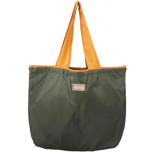 ZFLYCANP Sacolas de supermercado reutilizáveis com alças longas, sacola dobrável de grande capacidade, bolsa resistente para cozinha de mercado doméstico, Verde militar