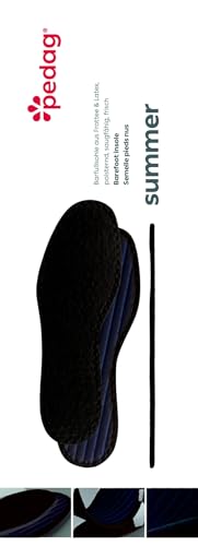Image of Pedag Summer, Pure Terry Cotton Insoles, Handmade in Germany, Absorbs Sweat & Controls Odor, Ideal for Wear Without Socks, Washable, US Men 12 / EU 45, Black, 3 Pair