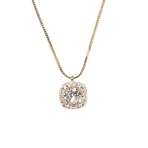 Collier en argent 925 hypoallergénique résistant à l'oxydation avec son pendentif carré en zircon
