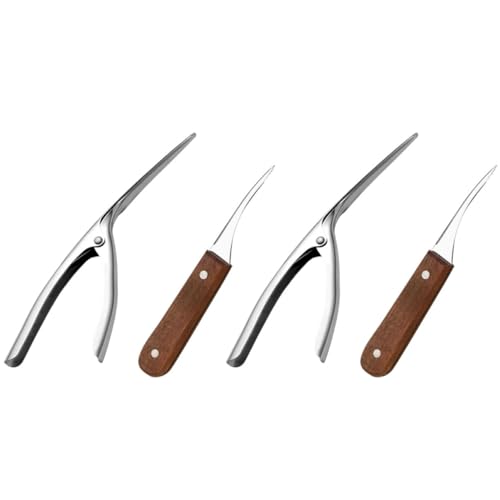 UKCOCO 4 pièces Éplucheur Crevettes INOX avec Manche Outil Déveinage Crevettes Sûr et Résistant Dispositif Écaillage Facile pour Fruits de Mer