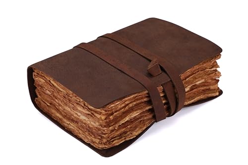 Fausta Diario vintage de cuero hecho a mano, papel de algodón cubierto de 150 g/m² (240 páginas), ecológico, sin ácidos. Perfecto para caligrafía, bocetos, dibujo y pintura de acuarela. (8 x 6, marrón