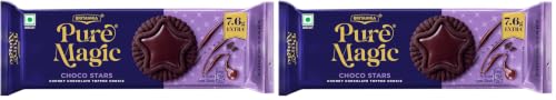 Image of Britannia Pure Magic Choco Stars, Chunky Chocolate Topped Cookie,69 g /68.9 g /76.5g (weight may vary) (Pack of 2)