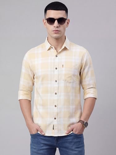 Image of Afflatus Men's Cotton Blend Slim Fit Checks Shirt | Full Sleeves Stylish Men Shirt | Regular Collar | Casual Shirts for Men
