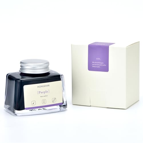 Image of Hongdian Fountain Pen Bottled Ink Purple Color, 60ml Non Carbon Inkwell Bottle, Artist Calligraphy Ink