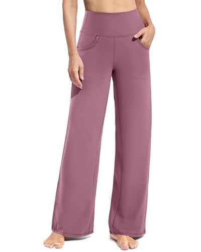 Image of Promover Wide Leg Pants Woman Yoga Pants with Pockets Stretch Loose Casual Lounge Sweatpants Petite /Regular /Tall
