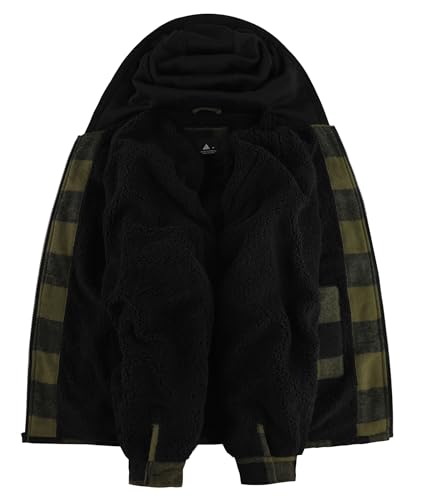 ZITY Men's Flannel Shirts Jacket Fleece Plaid Sherpa Lined Sweatshirt Full Zip Hoodie Long Sleeve Winter Warm Coat2