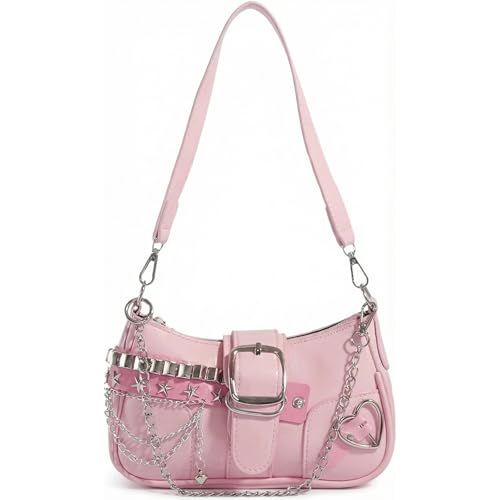 Image of Cute Y2k Purse for Women, Star Embroidery Pattern with Chain Strap Shoulder Bag, Goth Style Cute Mini Purse
