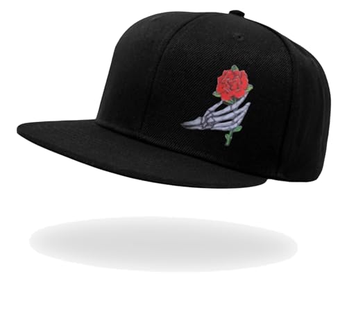 Image of Tai & Zai Black Snapback Hat with Printed, Adjustable Flat Brim Cap, Six Hole Breathable Design