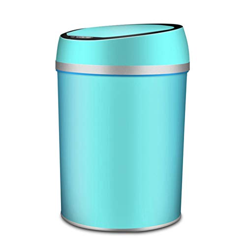 Cubos de Basura para baño Contenedor De Basura De Inducción Inteligente Material De PP Multifunción Sensor De Inducción Automático Contenedor De Basura Ecológico 9L Papelera (Color : BLU)
