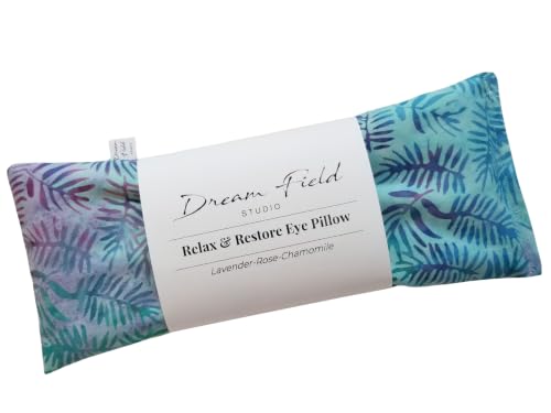 Organic Lavender Eye Pillow with Cover, Flaxseed Fill | Blue Lagoon Batik