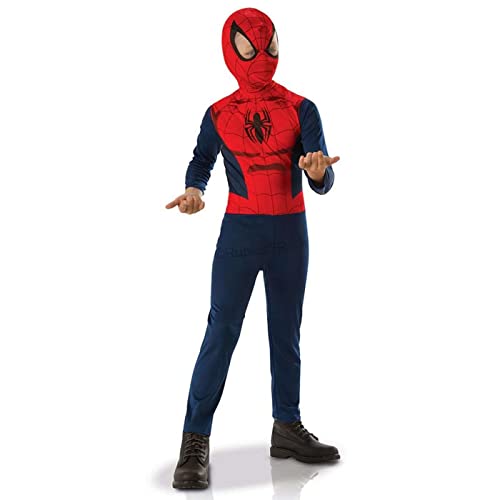 RUBIES - SPIDER-MAN - Marvel officiel - Déguisement pour enfant entrée de gamme rouge et bleu - Taille 7-8 ans. Costume avec combinaison et sa cagoule...