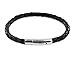 Produktbild Auroris Echtleder-Armband geflochten 5mm mit Hebeldruckverschluss aus Edelstahl - Länge: 18cm / Farbe: schwarz