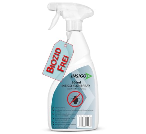 NEU Biozidfreies Flohmittel für Hund 500ml – Flohabwehr – Effektives Mittel für Flöhe im Haus – Flee Spray & Flohspray für Katzen – Floh Abwehr-Lösung von INSIGO