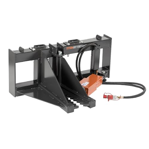 Titan Attachments Post and Tree Puller for Skid Steers, 3,000 PSI Single 2x10 Hydraulic Cylinder, Optional Push Bar Guard, Universal Landscape Tool Removes Tree Roots and Fence Posts