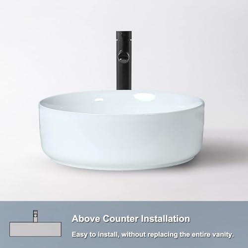 Image of Luxart Table Top Ceramic Wash Basin Countertop Designer Vessel Sink Bathroom Washbasin over Counter for Hotel Home Living Room Glossy Finish (NEXA)