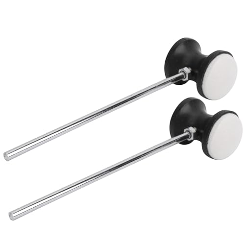 2 piezas de mazas para pedal de batería de acero inoxidable con cabeza redonda de fieltro para bombo miniatura 2