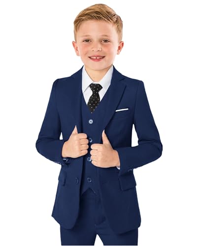 Boys Formal Suit 5 Piece Set, Toddler Tuxedos for Wedding, Suits for Teens Boy Dress School Clothes