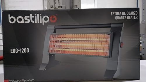 Quarz-Heizstrahler mit 3 Leistungsstufen, 400/800/1200 W, Kippschutz, Sicherheitsgitter, Grau