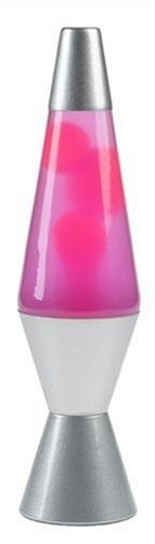 14.5-Inch Classic Silver-Based Lava Lamp, White/Pink