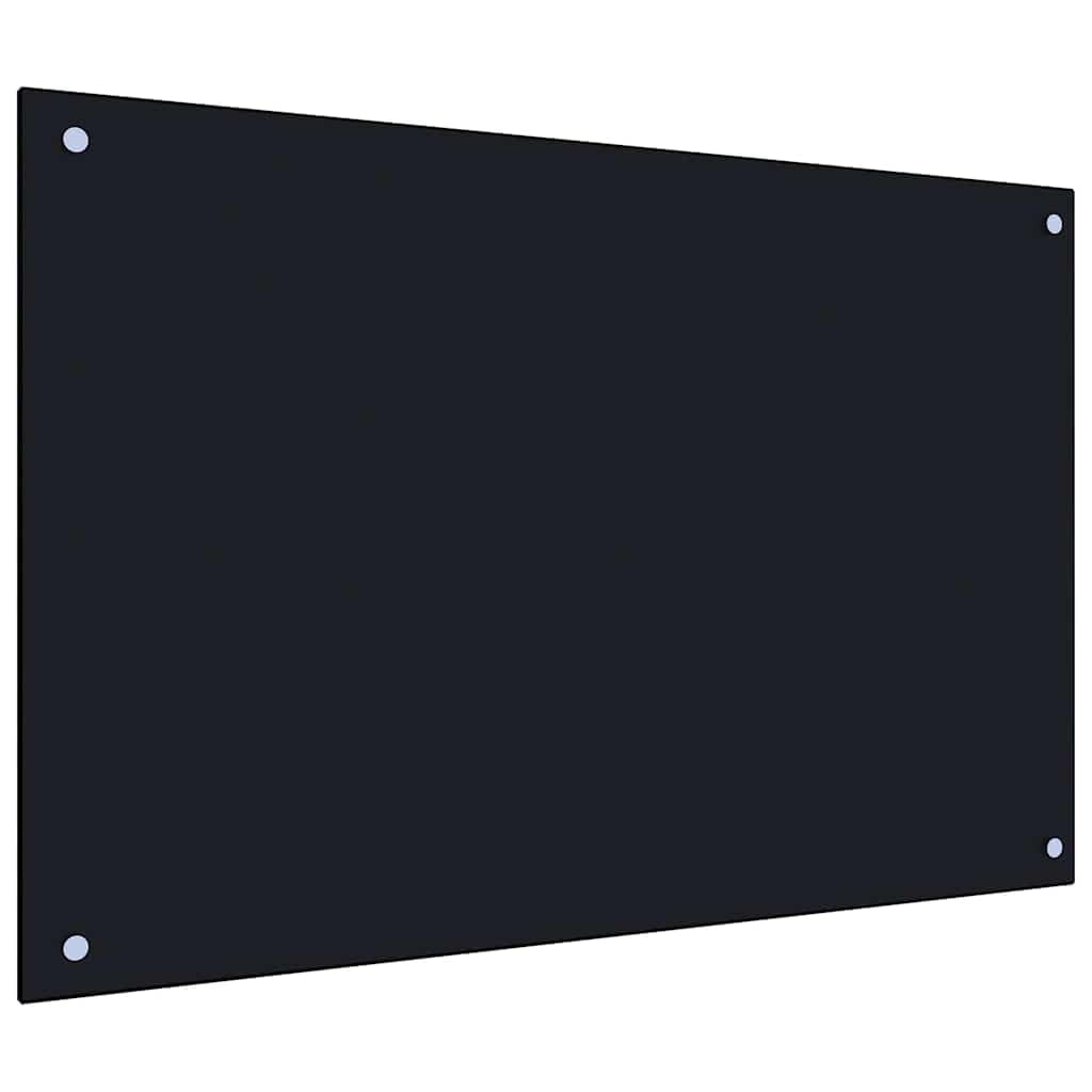Tempered Glass Kitchen Backsplash Black 35.4"x23.6" Heat-Proof Splash Guard with Mounting Materials Easy Installation Scratch-Resistant