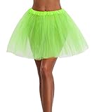 Women's, Teen, Adult Classic Elastic 3, 4, 5 Layered Tulle Tutu Skirt (One Size, 3Layer-Green)