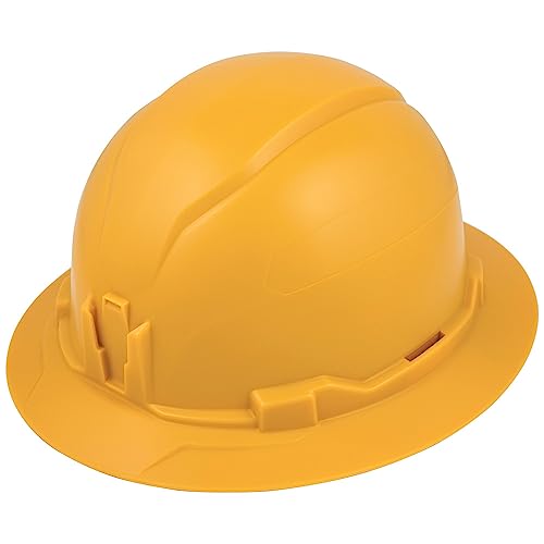 Klein Tools 60489 Hard Hat Non-Vented Full Brim Style Padded Self-Wicking Odor-Resistant Sweatband Tested up to 20kV Yellow