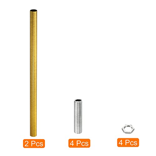 Image of MECCANIXITY Threaded Extension Rod, 9.8 inch Lamp Pipe with Connector Light Fixture Parts for Pendant Light Island Lighting Chandeliers Stems, Bronze 2 Set