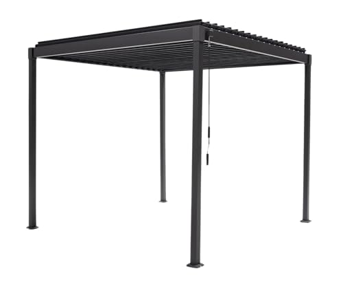 MIRADOR Pergola 80 Solid 3x2,4 m Stahl Anthrazit verstellbares Lamellendach Garten Terasse Pergola Winterfest Stabil Pavillion