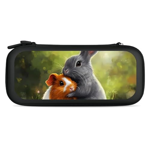 Rabbit And Guinea Pigs Compatible with Switch Carrying Case Hard Travel Game Bag Pouch with 15 Games Accessories Black-style