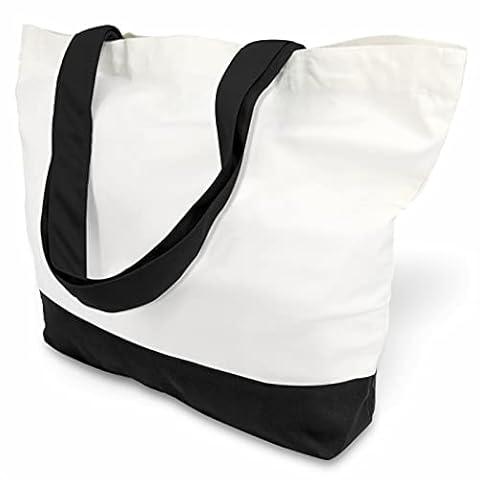 TOPDesign 3-Pack Super Strong Large 12oz Cotton Canvas Tote Bag, Reusable Grocery Shopping Cloth Bags, Fashionable Two-Tone Bags for Crafts, DIY Your Creative Designs Cover