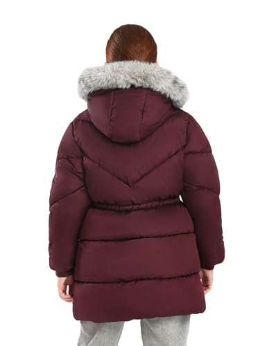 SOLOCOTE Girls Winter Coat Water-Resistant Hooded Quilted Puffer Sherpa Lining Faux-Fur Trim Heavyweight Long Parka for Kids3