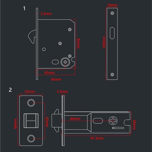 Cerradura para puerta corrediza Pocket Door Hardware cuadrada con indicadores rojo-verde para privacidad puertas correderas o plegables manijas de puerta (Negro 1) miniatura 3
