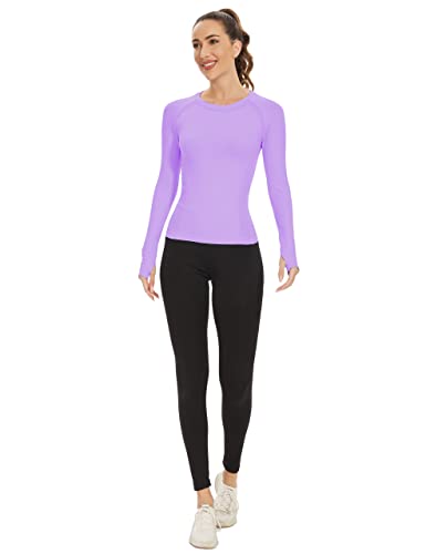 Mathcat Workout Shirts For Women Long Sleeve, Workout Tops For Women, Quick Dry Gym Athletic Tops，Seamless Yoga Shirts #TOP4