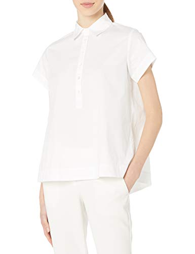 Trina Turk Women's Posy Short Sleeve Poplin Swing Top, White, L