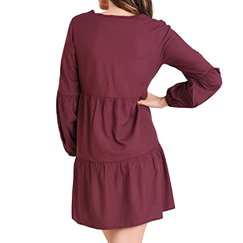 Image of Miss Lavish London Women's V Neck Tiered Summer Dress Casual Short Sleeve Swing T Shirt Mini Dresses