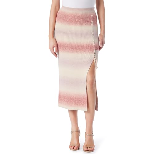 Jessica Simpson Women's Loti Pull on Lace Up Ribbed Sweater Skirt with Side Slit Standard